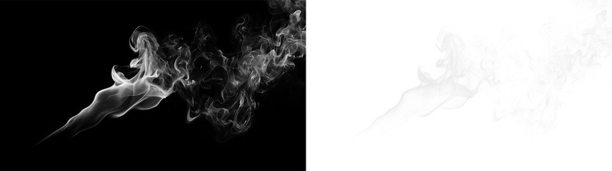 White smoke rising from a source on a transparent background during a late evening © Liubov