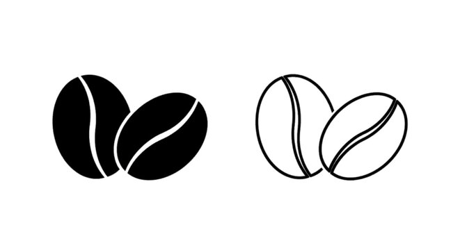 Vector illustration of coffee beans icon set, vector illustration of roasted coffee beans
