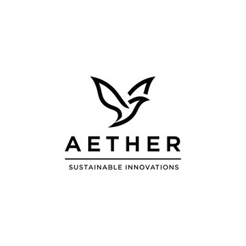 Aether Sustainable Innovations Minimalist Bird Logo Design