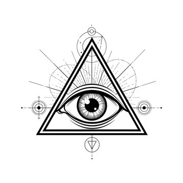 All Seeing Eye Pyramid Sacred Geometry Symbol