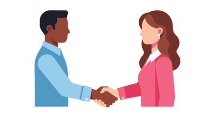 Fototapeta premium Two People Shaking Hands Flat Design Vector, Business Man and Woman Partnership Agreement Illustration