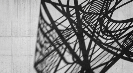 Abstract Shadow of Steel Structure on Concrete Wall, Minimal Geometric Background