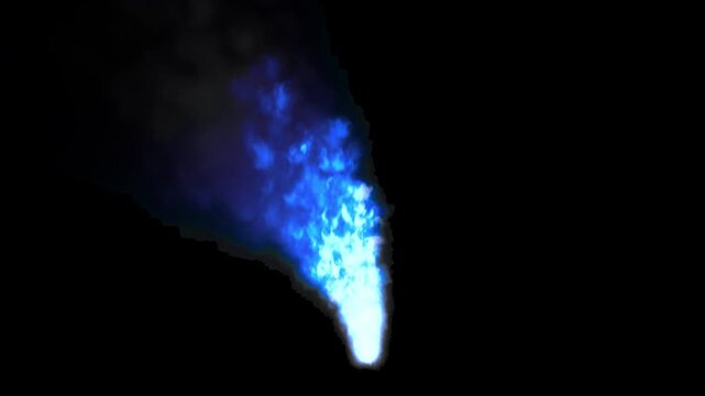 High-end VFX blue fire loop: Seamless 300-frame magical gas flame with perfect stability and ACES 1.3 glow - ProRes 4444 Alpha 3D animation.