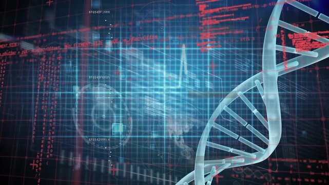 Animation of dna strand spinning and medical data processing
