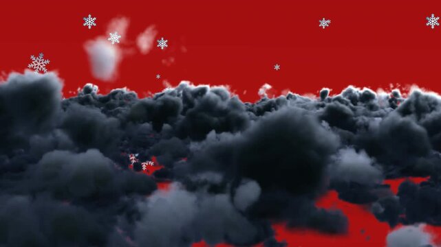 Animated storm with Christmas sign and festive lights on green screen.