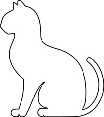 Obraz premium Silhouette of a sitting cat in profile, Black outline on white background