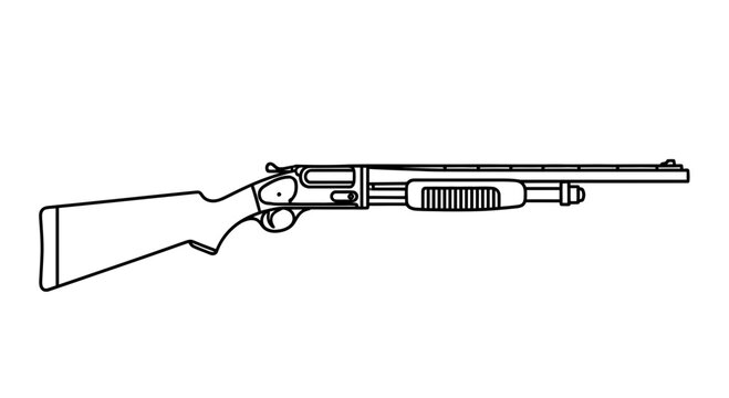 Vintage Pump-Action Shotgun Illustration
