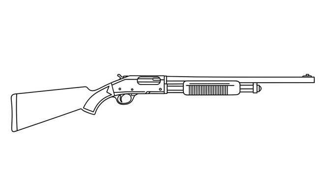Vintage Pump-Action Shotgun Illustration