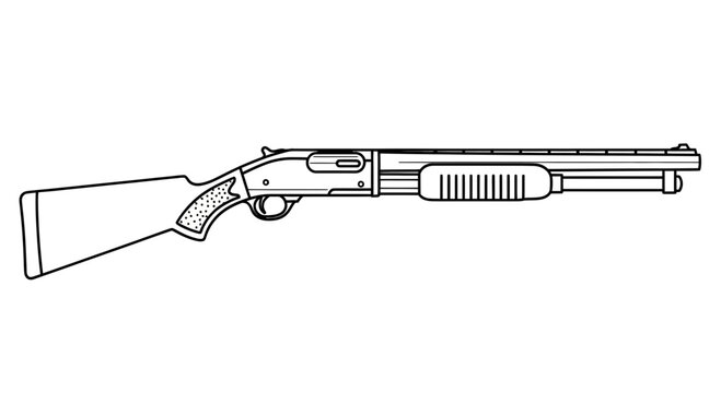 Vintage Pump-Action Shotgun Illustration