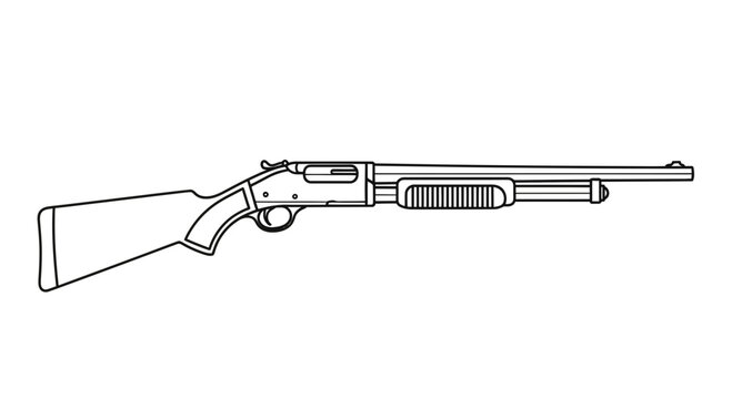 Vintage Pump-Action Shotgun Illustration