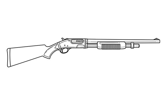 Vintage Pump-Action Shotgun Illustration