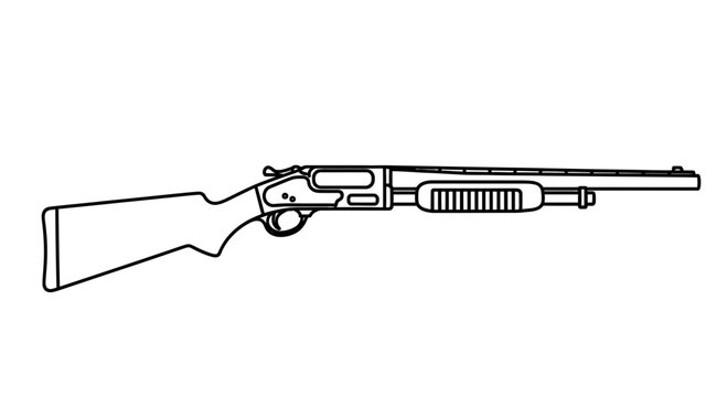 Vintage Pump-Action Shotgun Illustration