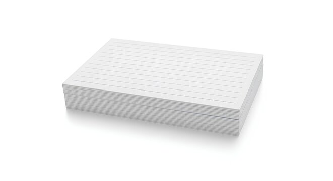 Stack of blank white notecards on plain background