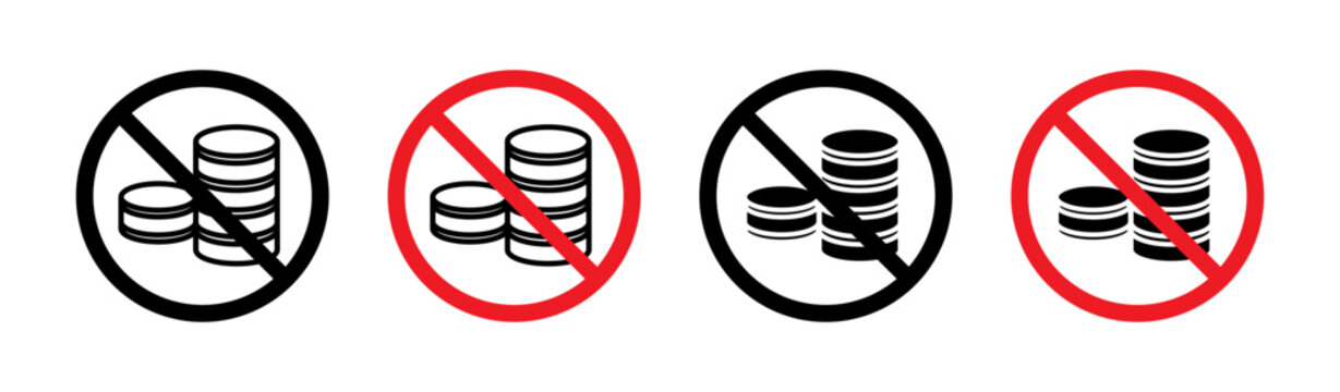 No cash sign set. vector illustration