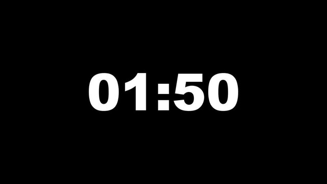 Two minutes countdown icon animation timer on black background. 4k video