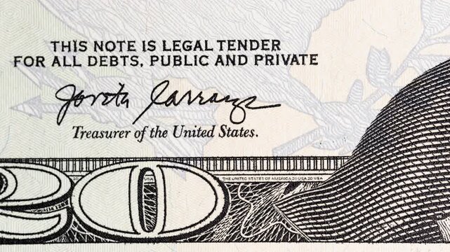 Signatures of U.S. Treasurer on Various Banknotes, Stop-Motion. Looped Video.