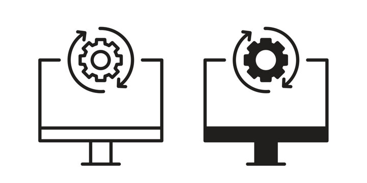 System update icon concept. Silhouette, glyph symbol. Isolated design.