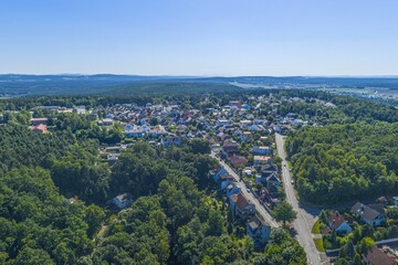 Naklejka premium Luftbild der Kreisstadt Schwandorf im Oberpfälzer Wald im östlichen Bayern