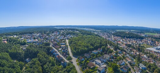 Naklejka premium Luftbild der Kreisstadt Schwandorf im Oberpfälzer Wald im östlichen Bayern