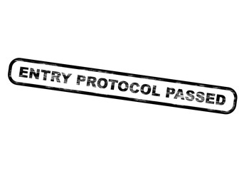 Fototapeta premium Grungy entry protocol passed stamp isolated on a transparent background