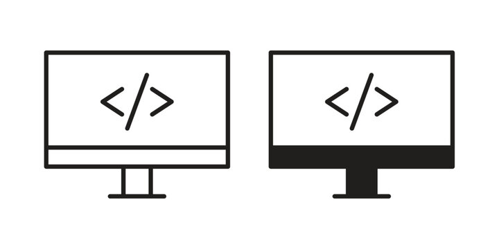 Web development icon concept. Silhouette, glyph symbol. Isolated design.