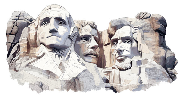Mount Rushmore. Mount Rushmore hand drawn watercolor illustration