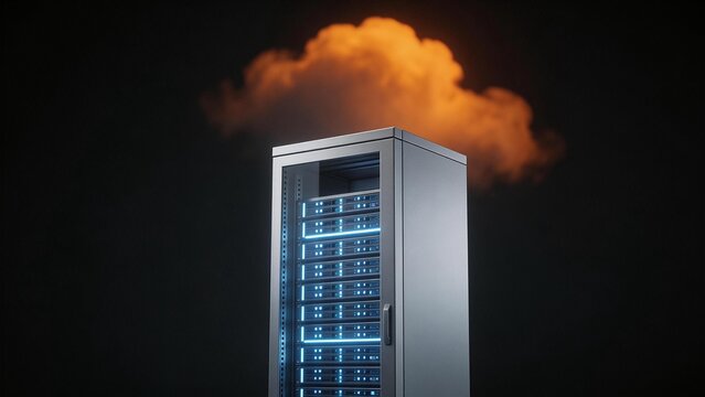 Server rack with cloud above