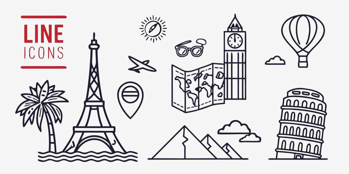 Travel and landmarks eiffel tower colosseum big ben