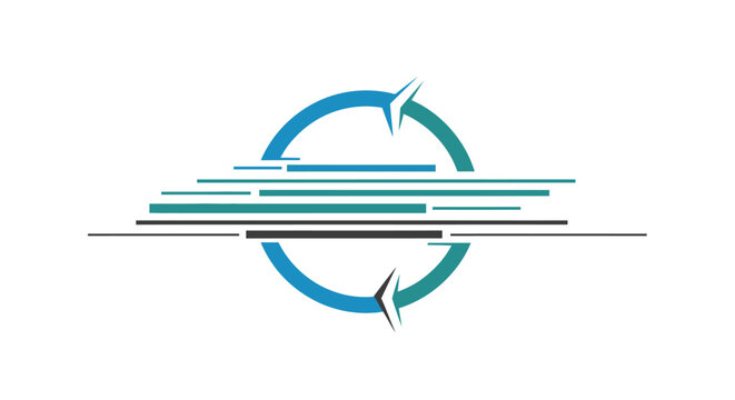 Circular arrows with horizontal lines, representing refresh or continuous process, isolated white background.