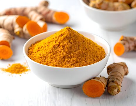 Kunyit in a white bowl