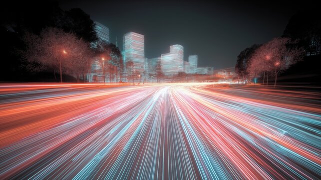 AI-driven future city data highway, automation economy and UBI concept