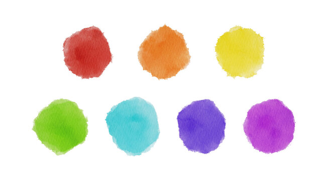 Watercolor Chakra Color Chart Set: Hand-Painted Seven Energy Centers from Red to Purple for Yoga, Meditation, and Healing Design-300dpi-