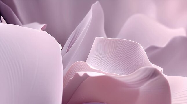 Soft focus abstract composition showing layers of delicate, petal-like forms in varying shades of pink and lavender. Subtle textures and gentle curves