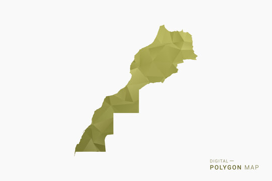 Morocco polygon map vector illustration in low poly geometric style, soft pastel colors with Olive green, clean silhouette on solid background, ideal for infographic.