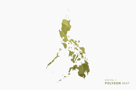 Philippines polygon map vector illustration in low poly geometric style, soft pastel colors with Olive green, clean silhouette on solid background, ideal for infographic.