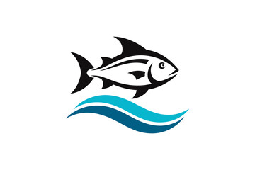 Obraz premium Black and white fish swimming in ocean waves.