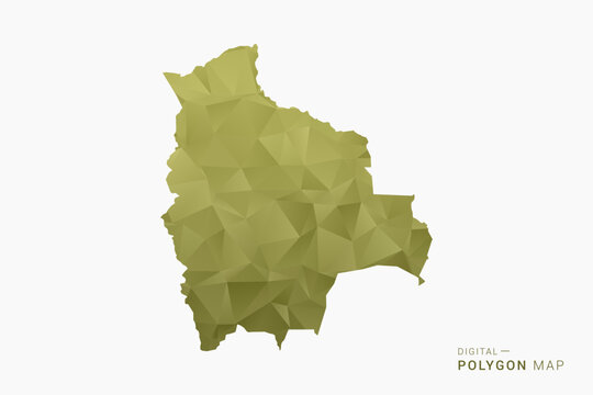 Bolivia polygon map vector illustration in low poly geometric style, soft pastel colors with Olive green, clean silhouette on solid background, ideal for infographic.