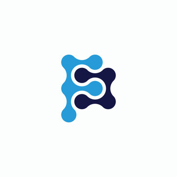 Abstract blue and dark blue logo design for technology company.