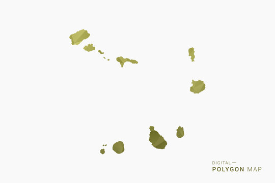 Cabo Verde polygon map vector illustration in low poly geometric style, soft pastel colors with Olive green, clean silhouette on solid background, ideal for infographic.