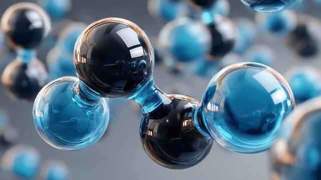 Water Molecule: A captivating visualization of water, showcasing the molecular structure with two hydrogen atoms bonded to one oxygen atom in a mesmerizing display.