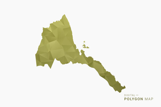 Eritrea polygon map vector illustration in low poly geometric style, soft pastel colors with Olive green, clean silhouette on solid background, ideal for infographic.