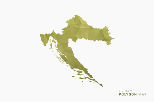 Croatia polygon map vector illustration in low poly geometric style, soft pastel colors with Olive green, clean silhouette on solid background, ideal for infographic.