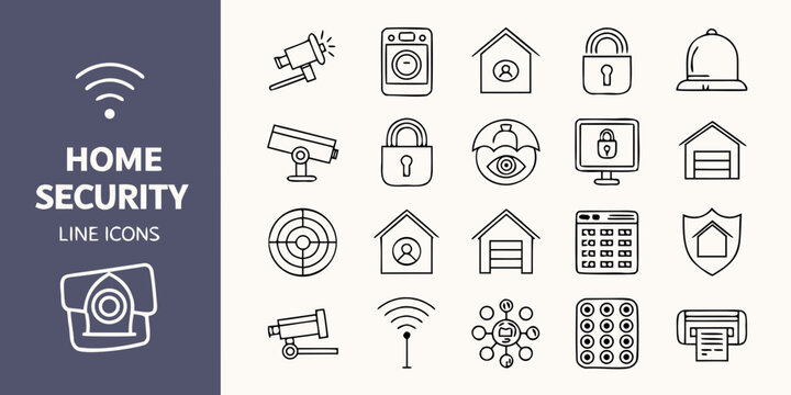 Home security line and symbols line safety protection lock shield