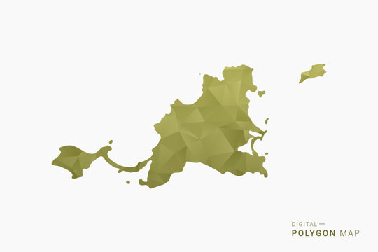 Saint Martin polygon map vector illustration in low poly geometric style, soft pastel colors with Olive green, clean silhouette on solid background, ideal for infographic.