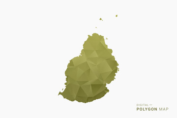 Mauritius polygon map vector illustration in low poly geometric style, soft pastel colors with Olive green, clean silhouette on solid background, ideal for infographic. © Whatever