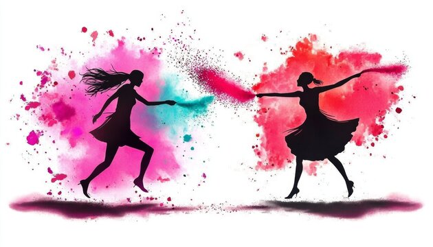 Stunning watercolor illustration capturing the essence of Holi and Dol Jatra.