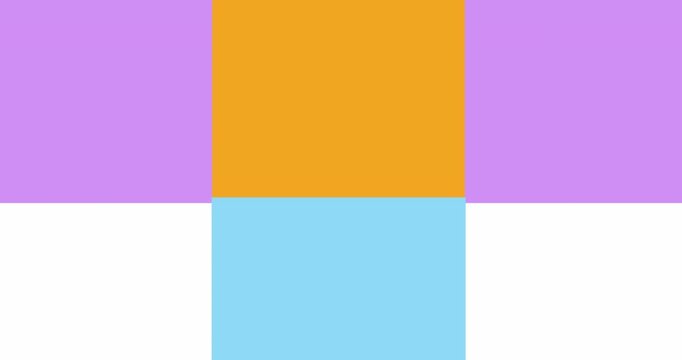 Animation of multi coloured squares jumping over white background
