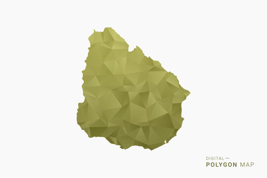 Uruguay polygon map vector illustration in low poly geometric style, soft pastel colors with Olive green, clean silhouette on solid background, ideal for infographic.