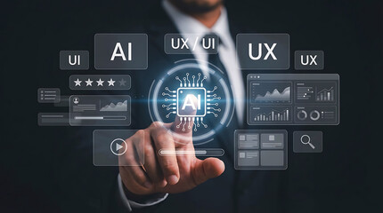 Fototapeta premium AI UI UX Design Interface Digital Application User Experience Technology