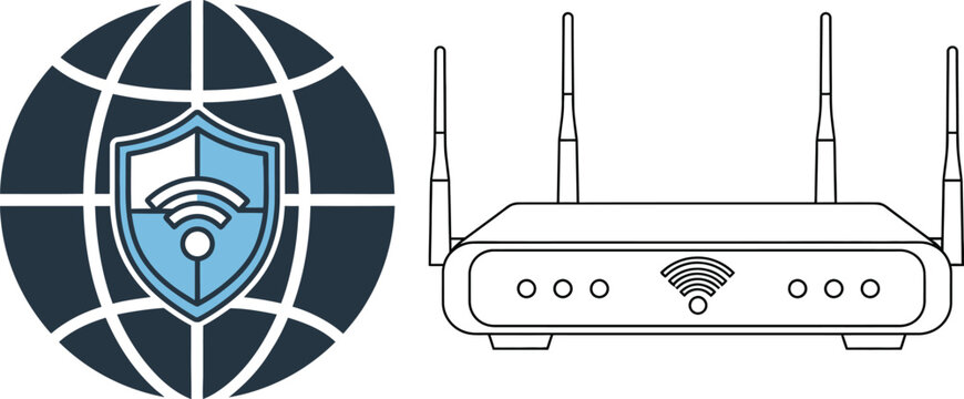 Network security and wireless router illustration